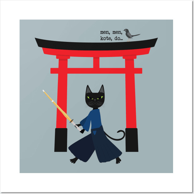 Kendo Samurai Cat Wall Art by uncutcreations